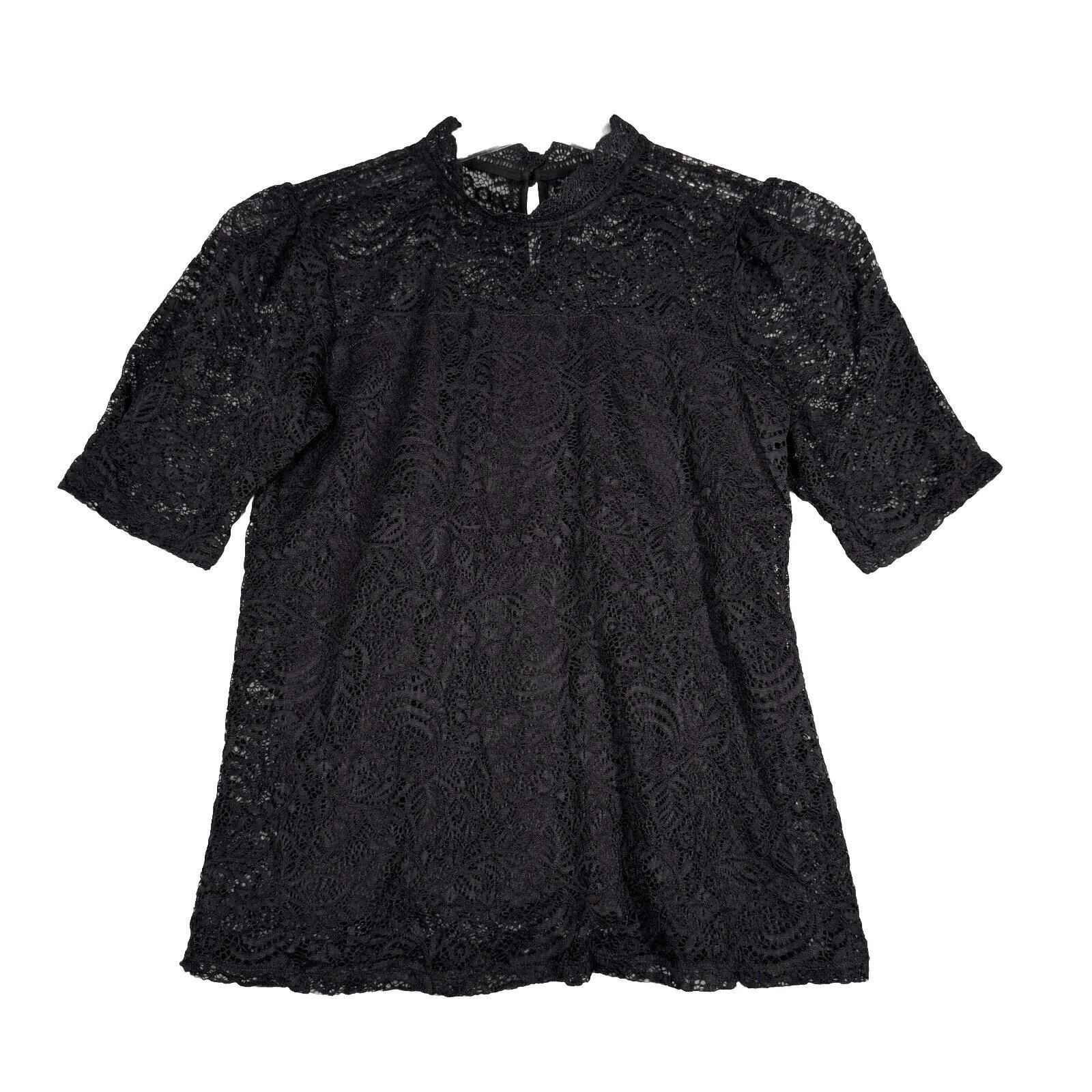 Adiva Shirt Womens Medium Black Lace Blouse Neutral Feminine Gothic Witchy Fairy